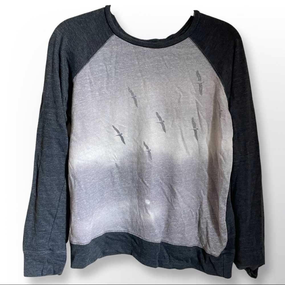 Sundry Grey Gradient Sweater with Bird Pattern